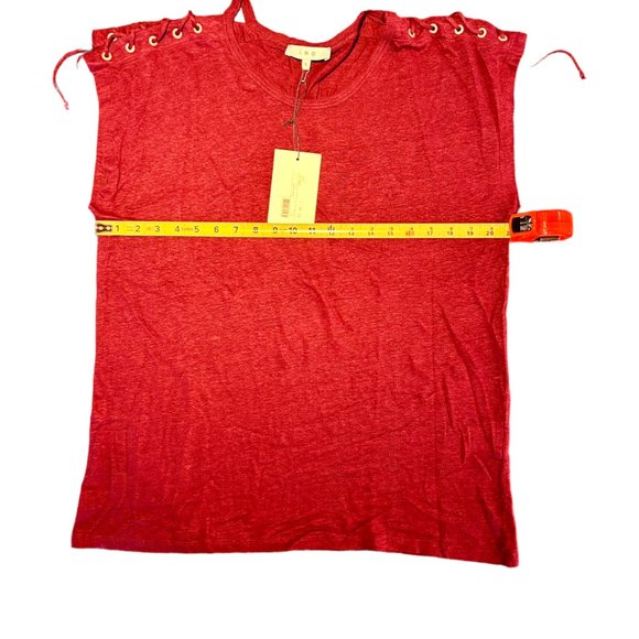 NWT IRO Amery Shoulder Tie T-Shirt in Burgundy 100% Linen Size L - Picture 11 of 12